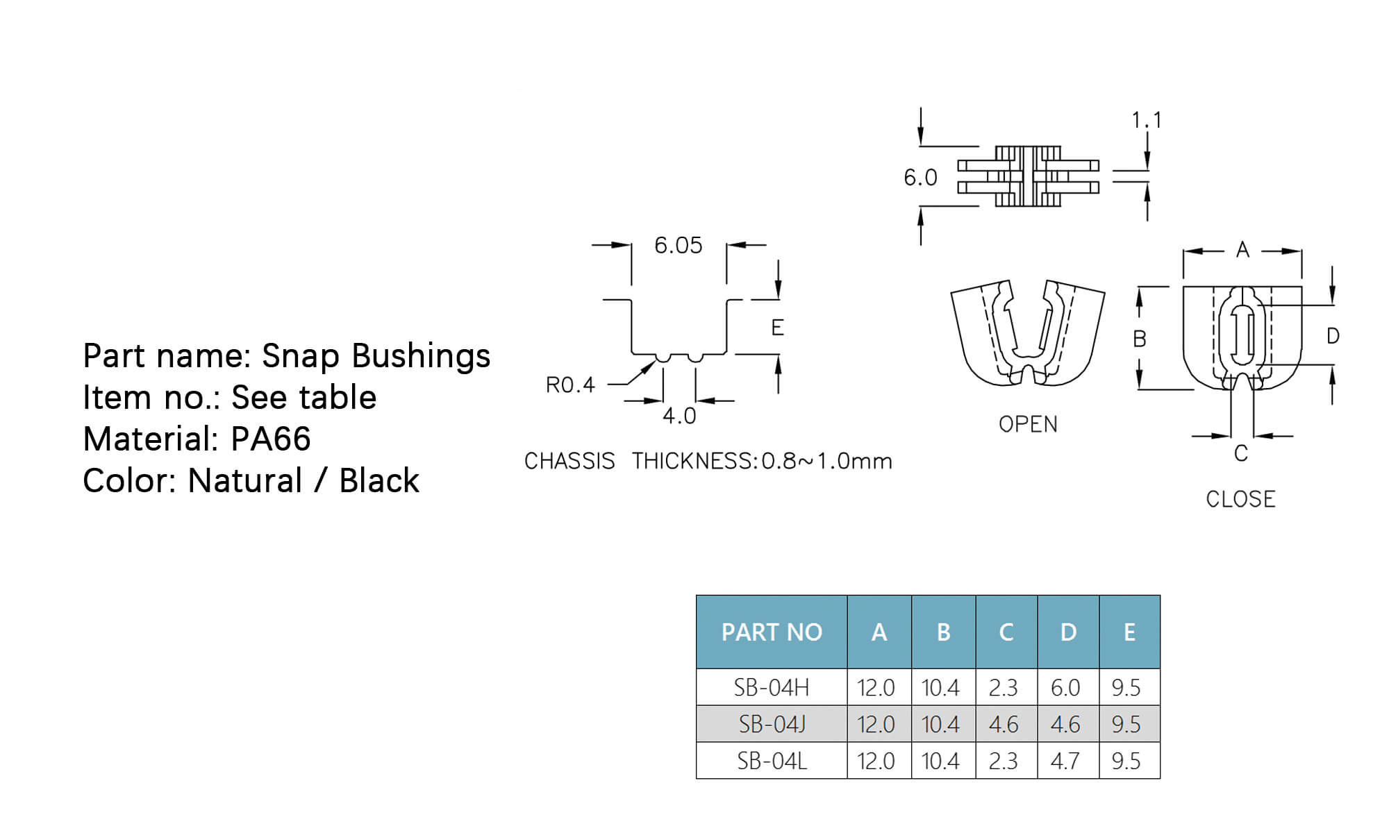 Snap Bushings SB-04H